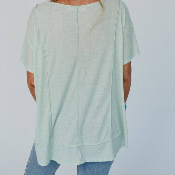 NWT THREE BIRD NEST Nestled In Ribbed Knit Top Sage Size Medium - Picture 3 of 3